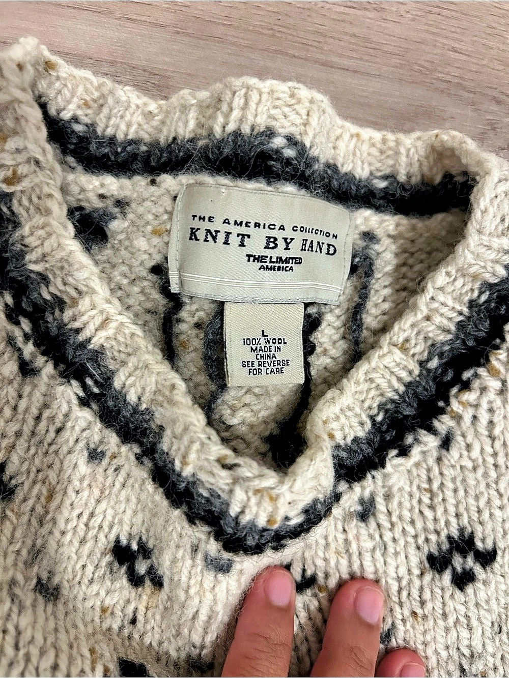 Vintage The Limited The America Collection Hand Knit Wool Nordic Sweater - Picture 2 of 5
